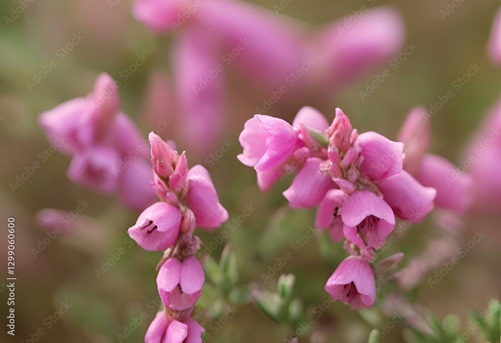 a close-up of pink bell heather flower a close-up of pink bell heather flower