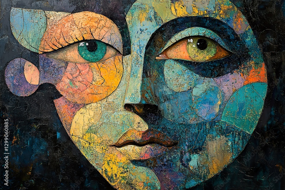 Abstract Colorful Painting Of A Dual Faced Woman Abstract Colorful Painting Of A Dual Faced Woman