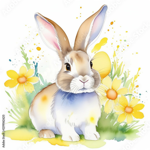 Cute fluffy rabbit. Easter holiday concept