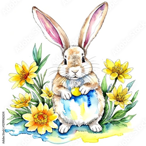 Cute fluffy rabbit. Easter holiday concept