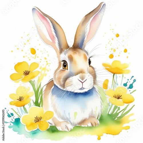 Cute fluffy rabbit. Easter holiday concept