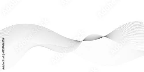 Abstract grey, white smooth element swoosh speed wave modern stream transparent background. Abstract wave line for banner, template, wallpaper background with wave design. Vector illustration	