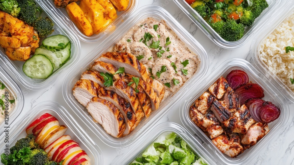 Meal Prep Containers with Healthy Food Selections Meal Prep Containers with Healthy Food Selections