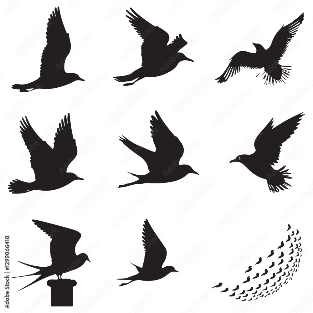 Fototapeta premium Sparrow Silhouette On A Branch On A Transparent Background Silhouette of a bird on branchBirds