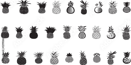 Pineapple silhouette ananas vector illustration