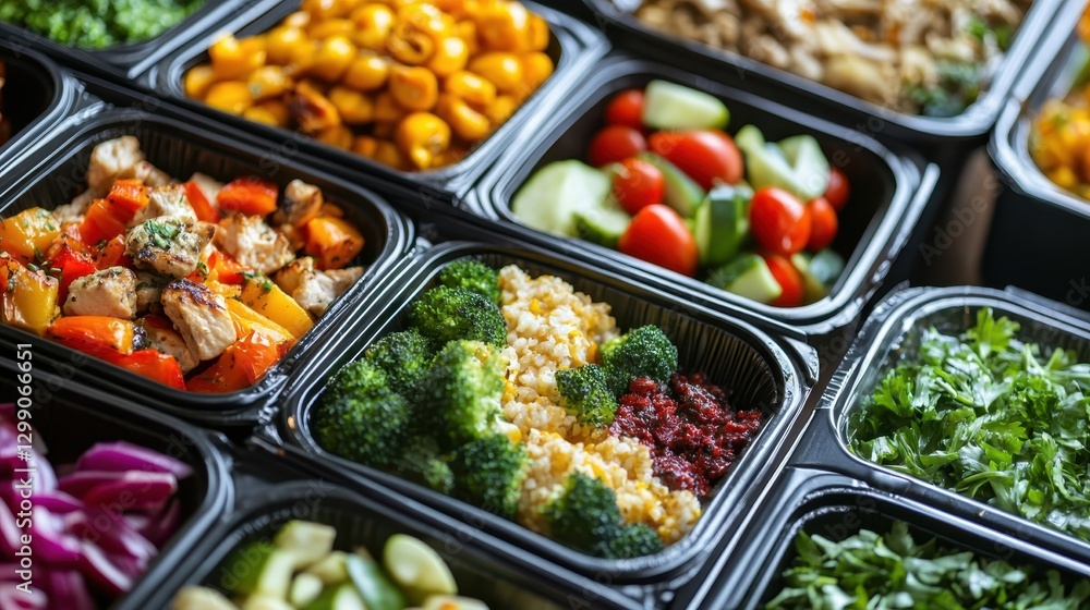 Fresh Meal Prep Variety in Colorful Containers Fresh Meal Prep Variety in Colorful Containers