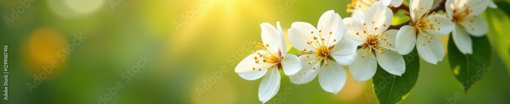Fototapeta premium White flowers gently falling from an orange tree, white flowers, orange blossoms