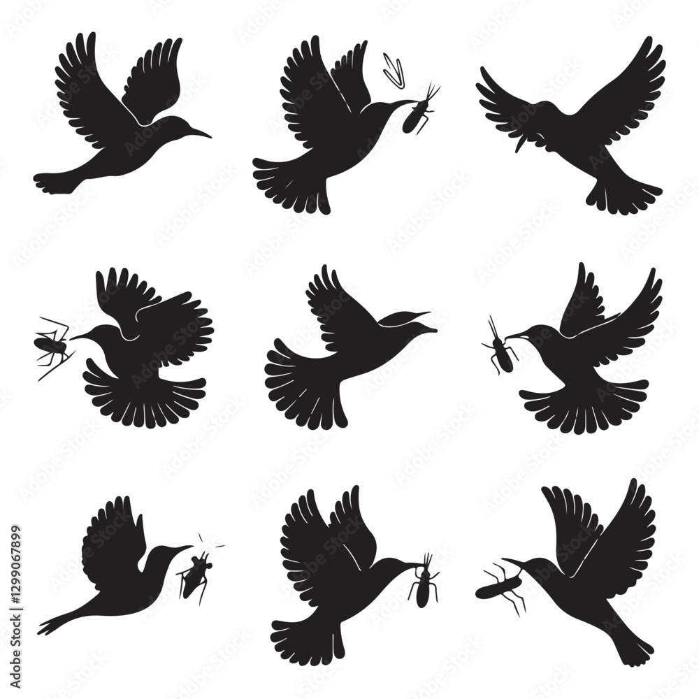Fototapeta premium Sparrow Silhouette On A Branch On A Transparent Background Silhouette of a bird on branchBirds