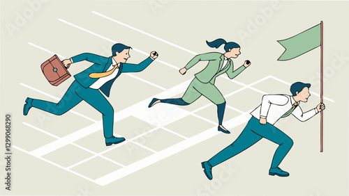 Race to Success Businesspeople Competing for the Lead
