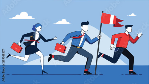 Race to Success Businesspeople Competing for the Lead
