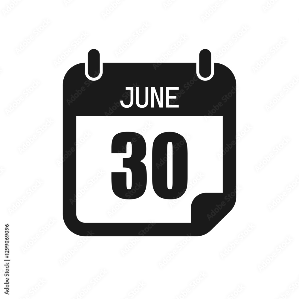 Vector icon page day calendar - 30 June month Vector icon page day calendar - 30 June month