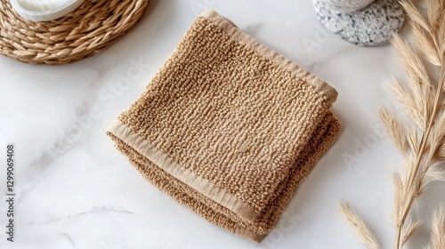 Closeup of a natural eco-friendly brown jute washcloth