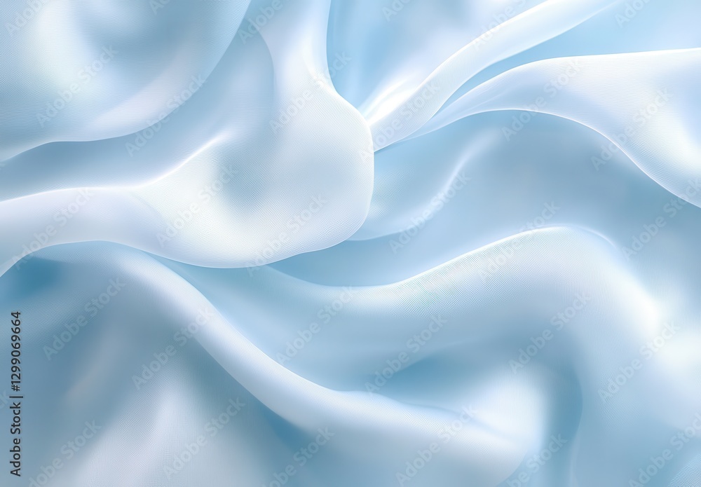 Obraz premium Soft Light Blue Satin Fabric Texture with Gentle Waves and Graceful Flow for Background and Textile Design