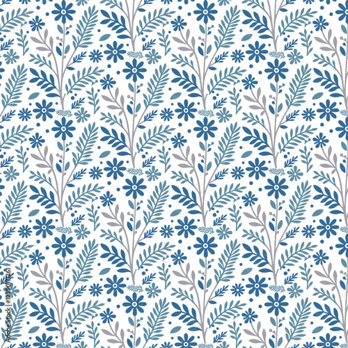 elegant seamless blue floral pattern for decorative table tops and high-quality fabric
