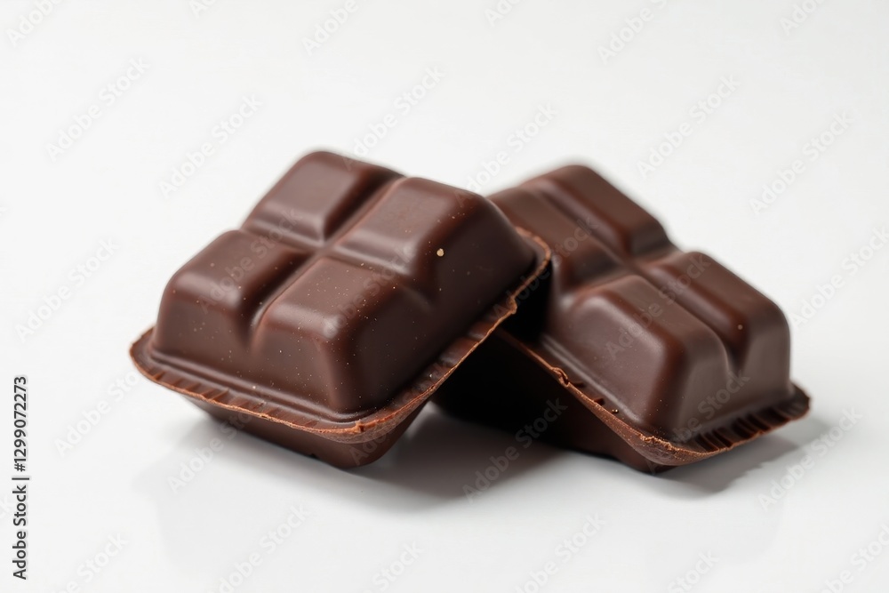 Dark chocolate candy, textured surface, crisp edges, white backdrop, dessert, close-up, candy Dark chocolate candy, textured surface, crisp edges, white backdrop, dessert, close-up, candy
