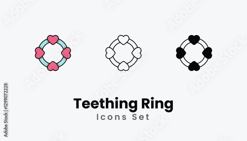 Teething Ring Icons thin line and glyph vector icon stock illustration