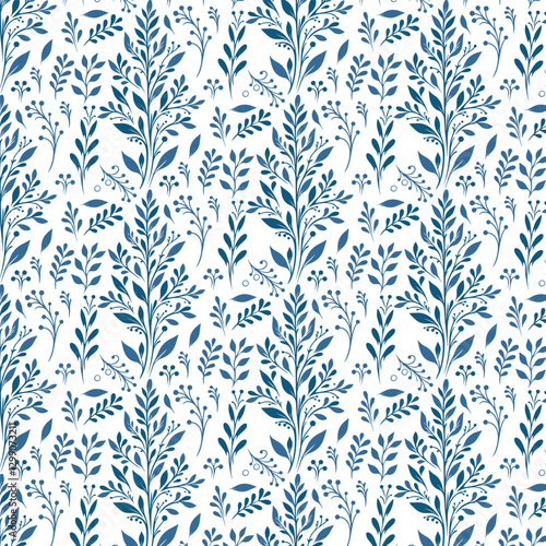 artistic blue floral pattern for elegant table tops and home textile accessories
