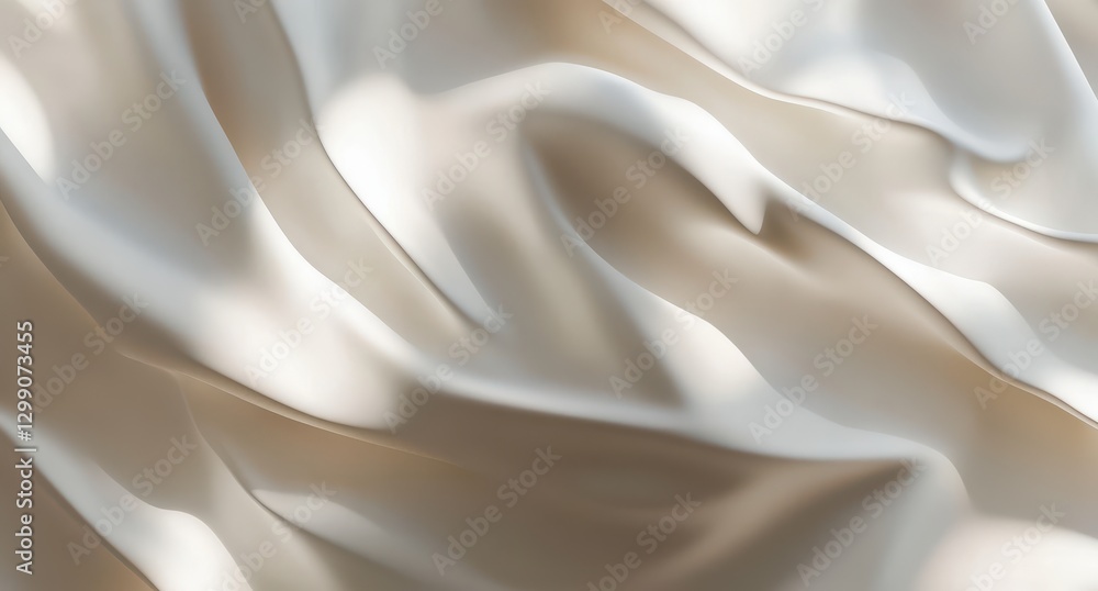 Obraz premium Soft White Satin Fabric Textures Flowing in Gentle Waves with Natural Light Creating Subtle Shadows and Highlights for Elegant Background Design