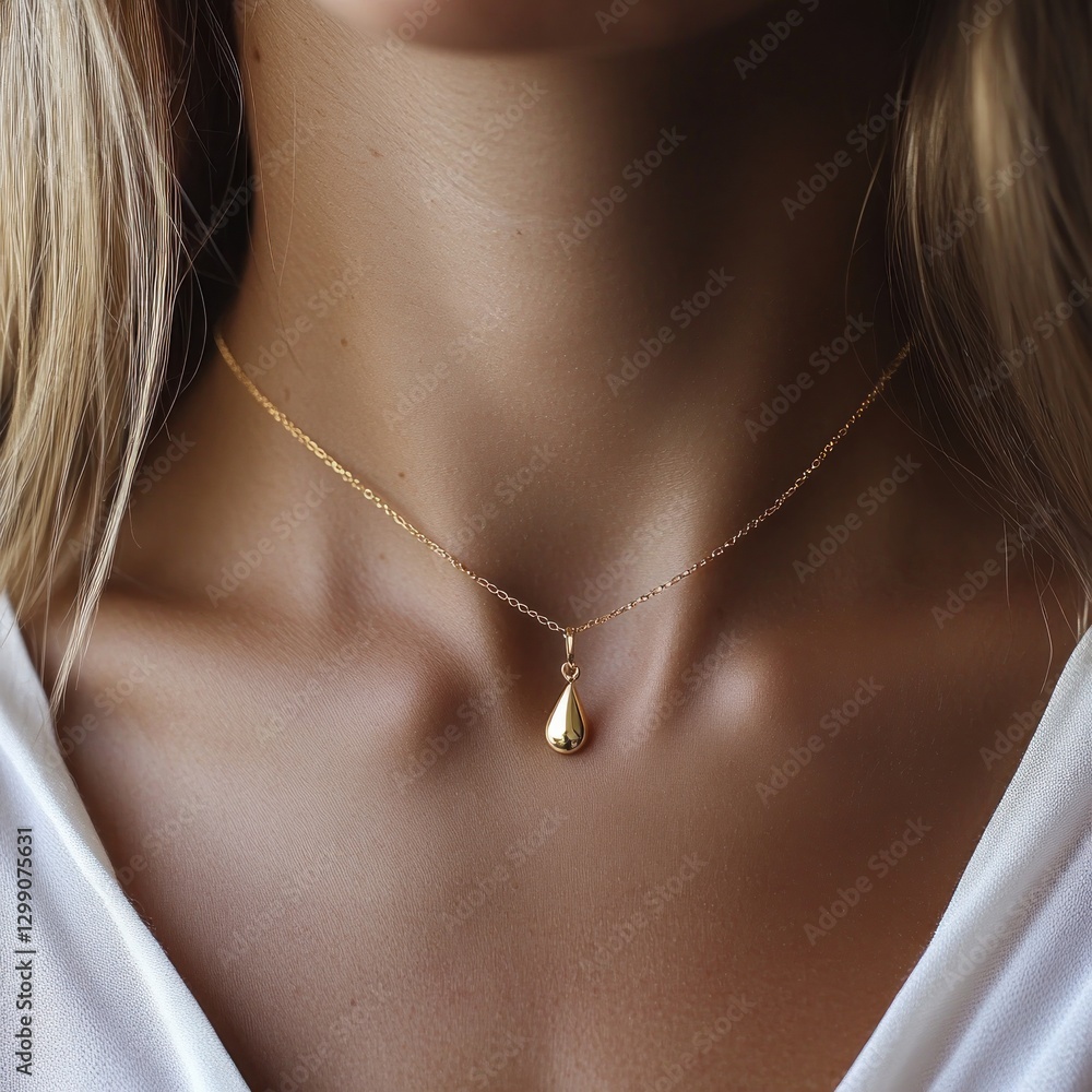 Delicate Gold Water Drop Choker Necklace Delicate Gold Water Drop Choker Necklace