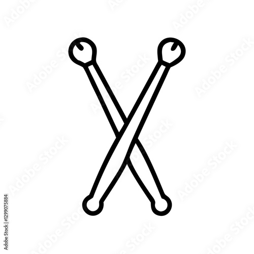 Drumsticks crossed in an X shape, black outline, modern design