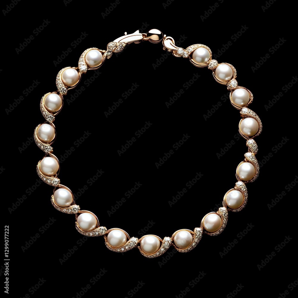 Fototapeta premium Diamond and Pearl Combination Necklace