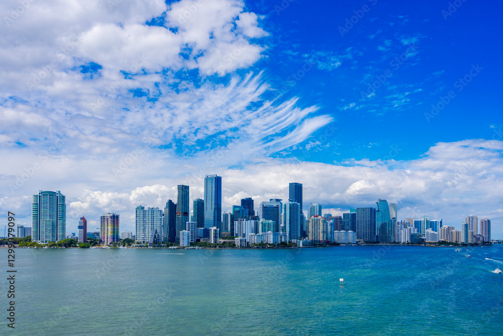 Fototapeta premium Aerial photo Brickell Miami skyline 2025