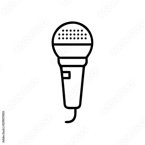 Microphone icon with sound holes, represents music and performance, black outline, modern design