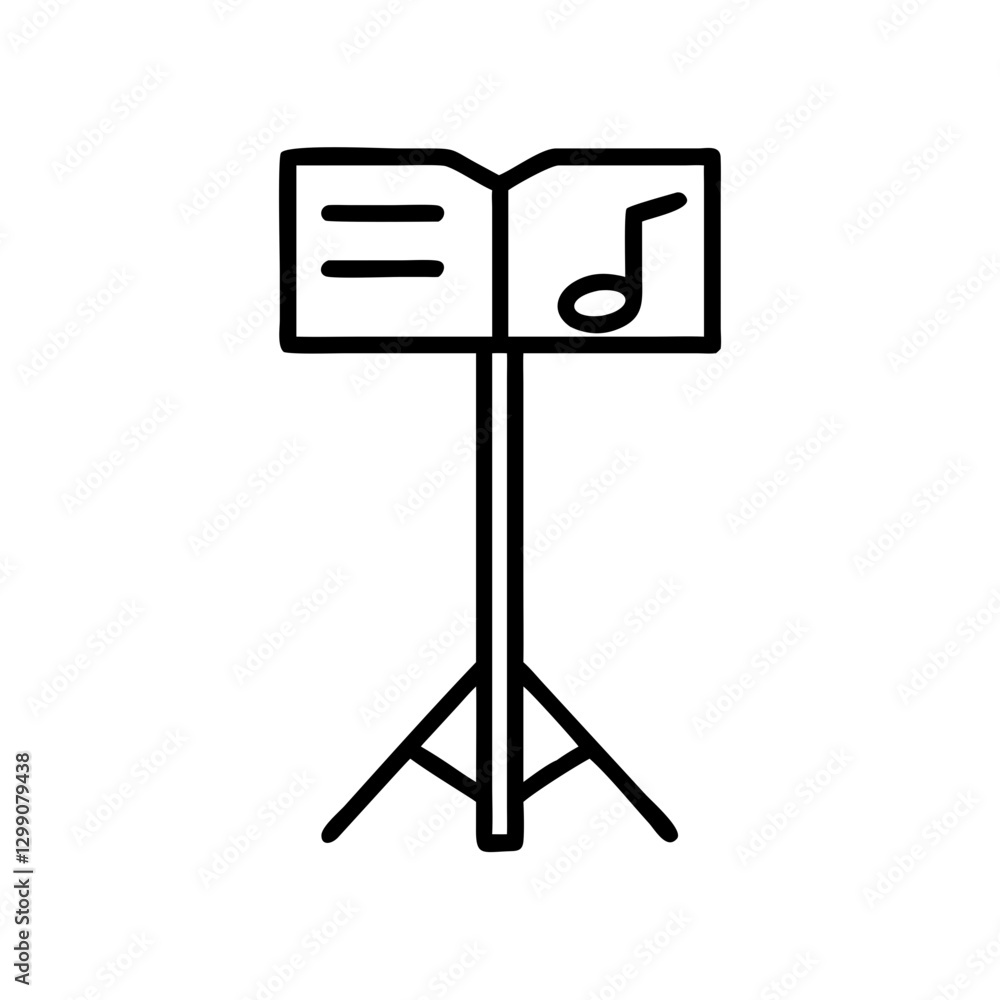 Music stand icon displaying sheet music, black outline, modern design Music stand icon displaying sheet music, black outline, modern design