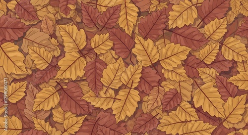 Fallen Autumn Leaves Pattern Earthy Colors Seasonal Nature Background