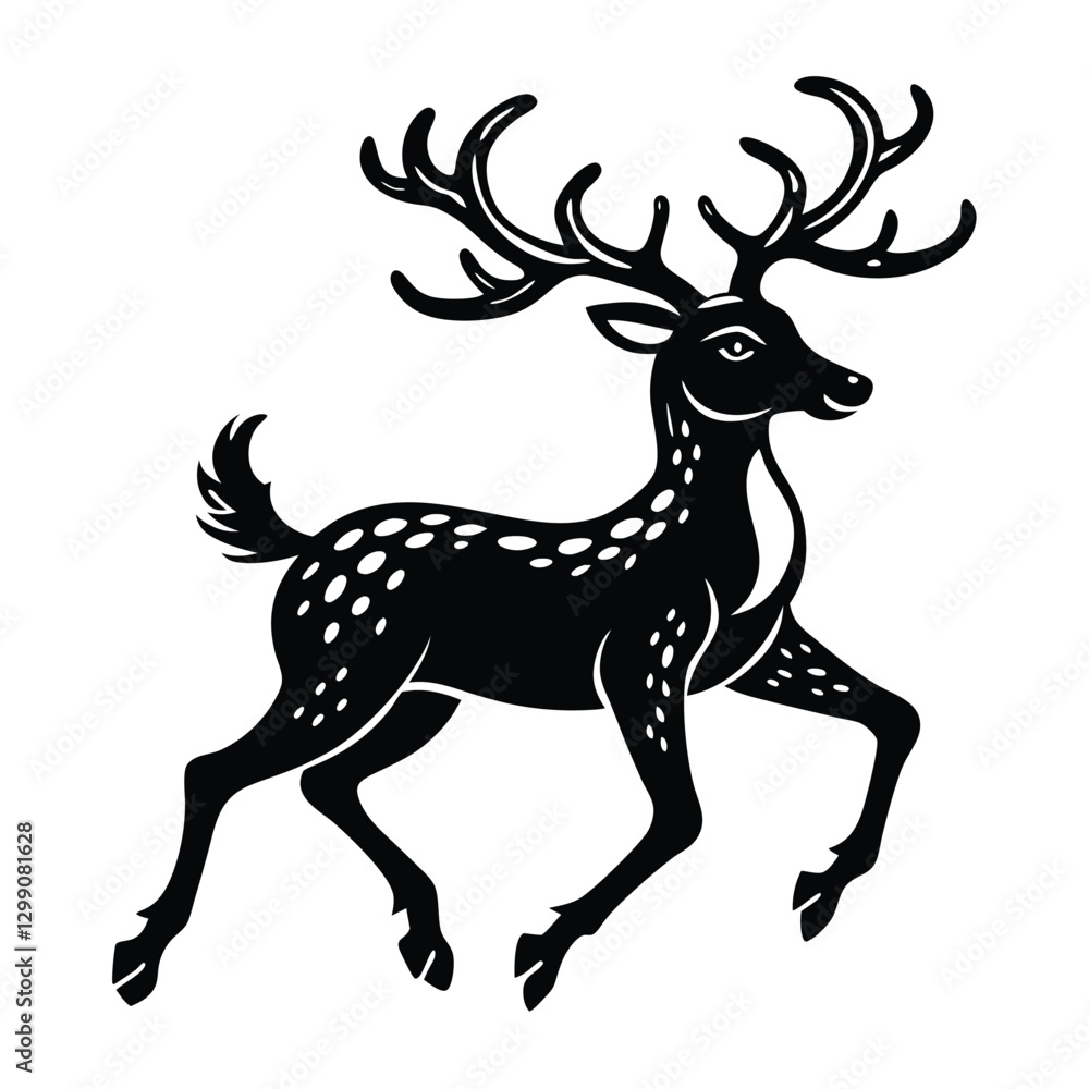 Obraz premium Deer silhouette vector on white background 