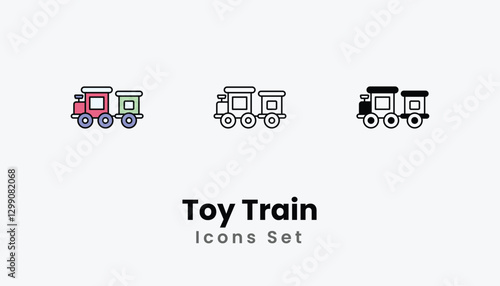 Toy Train Icons thin line and glyph vector icon stock illustration