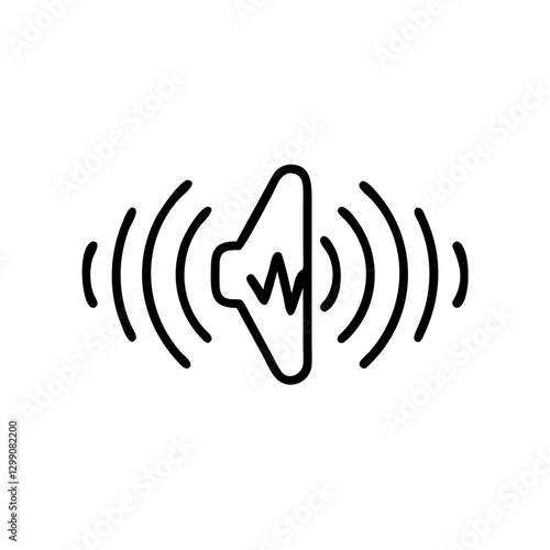 Sound waves icon with speaker, representing audio transmission, black outline, modern design