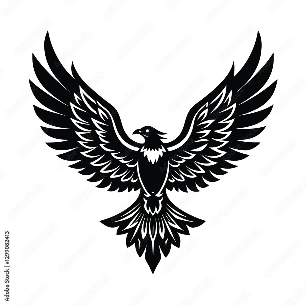 Obraz premium Black and White Phoenix vector Silhouette on white background 