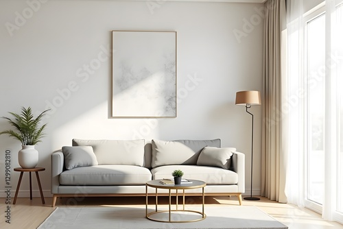 Modern Cozy Living Room with Golden Accents