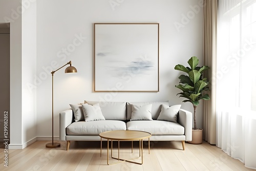 Modern Cozy Living Room with Golden Accents