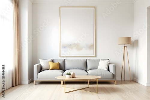 Modern Cozy Living Room with Golden Accents