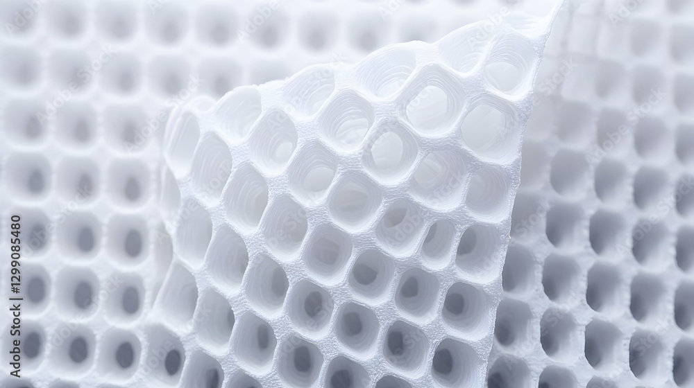 Naklejka premium Detailed Close Up Of White Honeycomb Pattern Showing Geometric Structure