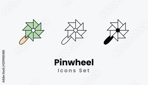 Pinwheel Icons thin line and glyph vector icon stock illustration
