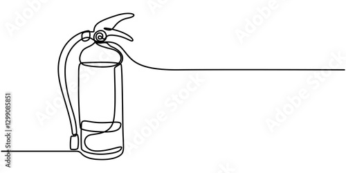 Continuous line art or One Line Drawing of fire extinguisher picture vector illustration, Continuous linear drawing of a fire extinguisher. Single line drawing of a fire extinguisher.