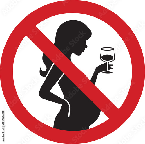 No Alcohol During Pregnancy period Warning Sign Vector Illustration on white background
