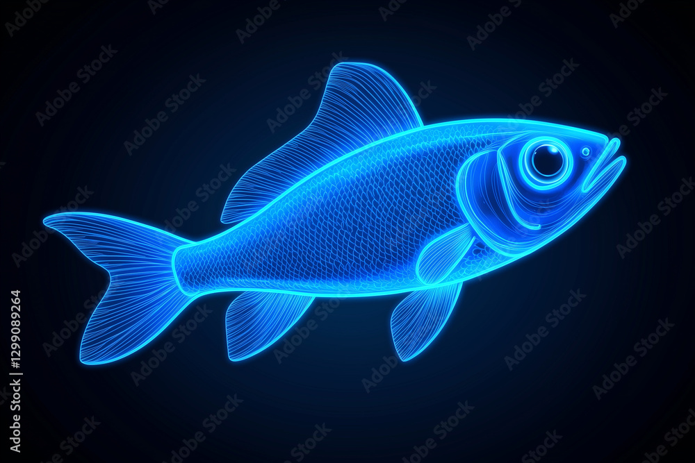 lowing neon sign of a fish isolated on a dark background lowing neon sign of a fish isolated on a dark background