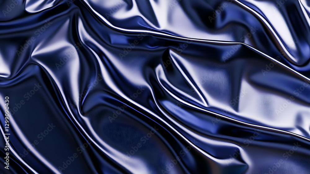 A deep midnight blue and soft silver iridescent foil, high-gloss metallic surface with fluid light reflections, ultra-modern and seamless A deep midnight blue and soft silver iridescent foil, high-gloss metallic surface with fluid light reflections, ultra-modern and seamless