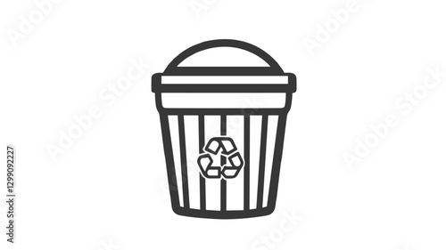 Outline recycling bin design on white background for waste management and environmental concept