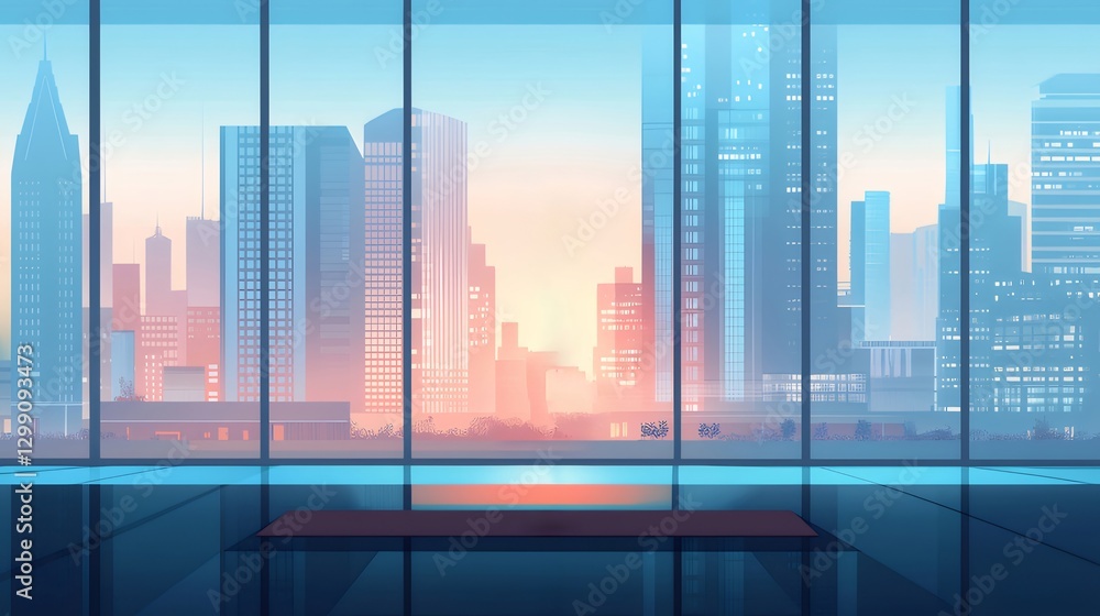 Sunrise Cityscape Office View Sunrise Cityscape Office View