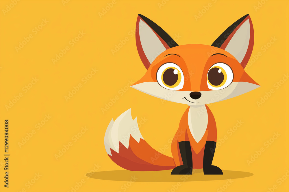 Fototapeta premium Digital illustration of a cartoon fox with large pixelated eyes in NFT art style