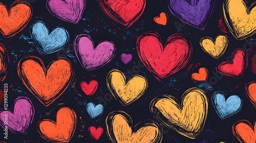 Hand-Drawn Hearts Texture for Celebrations