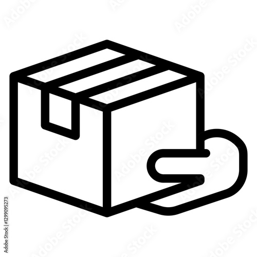 line icon of a package or box with a cross symbol representing a rejected unavailable or cancel shipment.