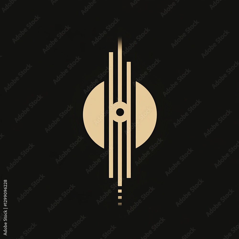 Fototapeta premium Minimalist symbol with geometric design on black background