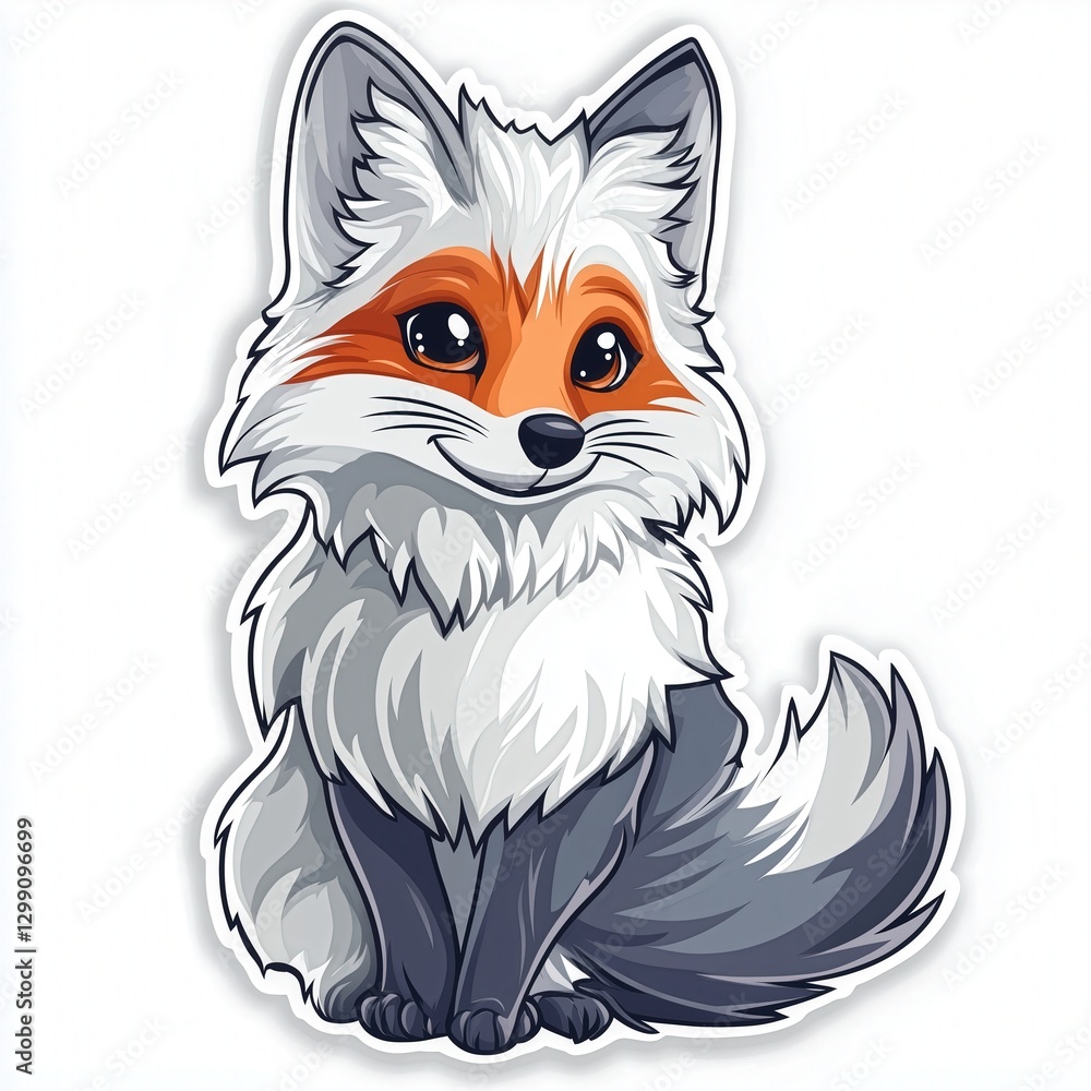 Stylized Illustration of a Fox with Red Eyes on a White Background Stylized Illustration of a Fox with Red Eyes on a White Background