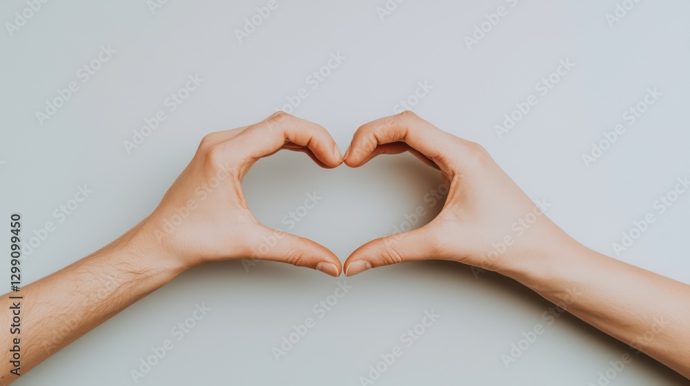 Fototapeta premium Hands Forming Heart Symbol in Light Against Soft Background
